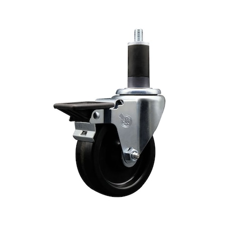 Service Caster 4'' Phenolic Swivel 1-1/4'' Expanding Stem Caster with Brake SCC-EX20S414-PHR-PLB-114